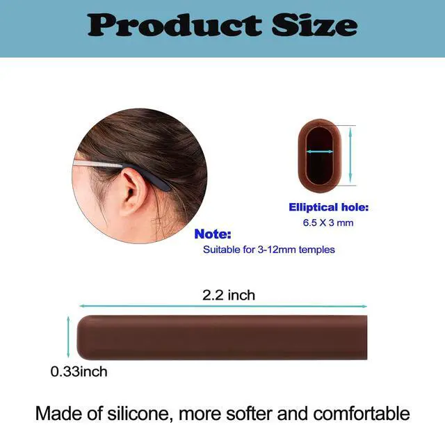 Alt view image 2 of 6 - Glasses Ear Cushion, Non Slip Soft Silicone Eyeglass Ear Cushions, Anti-Slip Comfort Eyeglasses Temple Tips Sleeve Retainer, Comfort Eye Glass Ear Grips, Glasses Accessories (5 White Pairs)