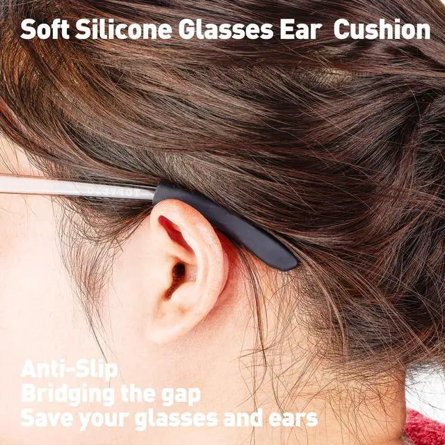Alt view image 4 of 6 - Glasses Ear Cushion, Non Slip Soft Silicone Eyeglass Ear Cushions, Anti-Slip Comfort Eyeglasses Temple Tips Sleeve Retainer, Comfort Eye Glass Ear Grips, Glasses Accessories (5 White Pairs)