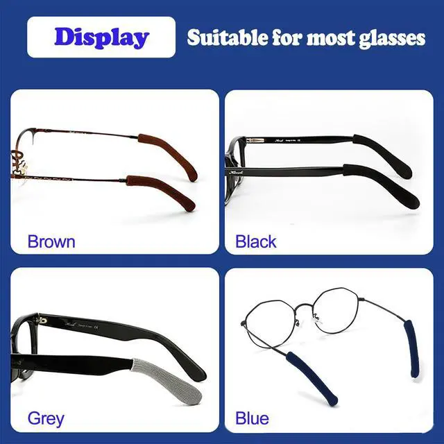 Alt view image 6 of 7 - Upgrade Soft Knitting Cotton Fabric Glasses Ear Cushion, Anti-Slip Elastic Comfort Eyeglasses Temple Tips Sleeve Retainer, Eyeglass Ear Cushions Grips for Glasses Sunglasses Eyewear(2pairs Black)