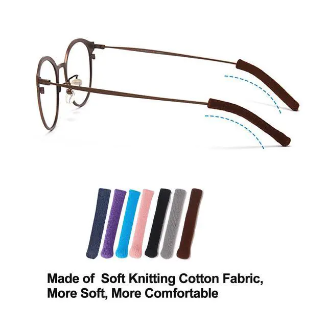 Alt view image 5 of 7 - Upgrade Soft Knitting Cotton Fabric Glasses Ear Cushion, Anti-Slip Elastic Comfort Eyeglasses Temple Tips Sleeve Retainer, Eyeglass Ear Cushions Grips for Glasses Sunglasses Eyewear(2pairs Black)