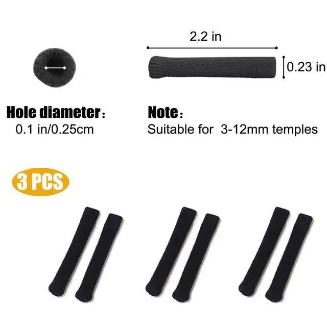 Alt view image 2 of 6 - Soft Knitting Cotton Glasses Ear Cushion, Eyeglasses Temple Tips Sleeve, Non-Slip Comfortable Elastic Eyeglass Retainer for Sunglasses, Reading Glasses Eyewear