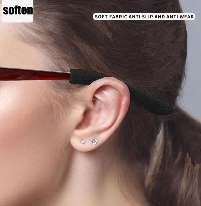 Alt view image 5 of 6 - Soft Knitting Cotton Glasses Ear Cushion, Eyeglasses Temple Tips Sleeve, Non-Slip Comfortable Elastic Eyeglass Retainer for Sunglasses, Reading Glasses Eyewear