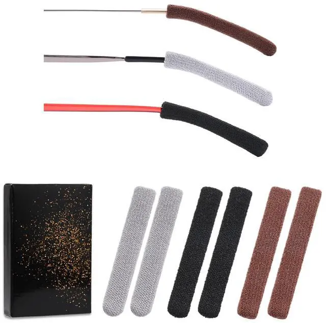 Main image of Glasses Ear Cushion, Soft and Well-Fitting Glasses Ear Grip | Anti-Slip Elastic Comfort Eyeglasses Temple Tips Sleeve, Knitting Eyeglass Arm Cushion (Black/Brown/Grey, 3 Pairs)