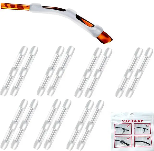 Main image of Eyeglass Ear Cushions, 7 Pairs Soft Silicone Anti Slip Glasses Ear Grip Temple Tips Comfort Ear Hook Pads, Non-Slip Flexible Eyewear Holder for Sports Running Daily Outdoor Wear (Clear 2, all)