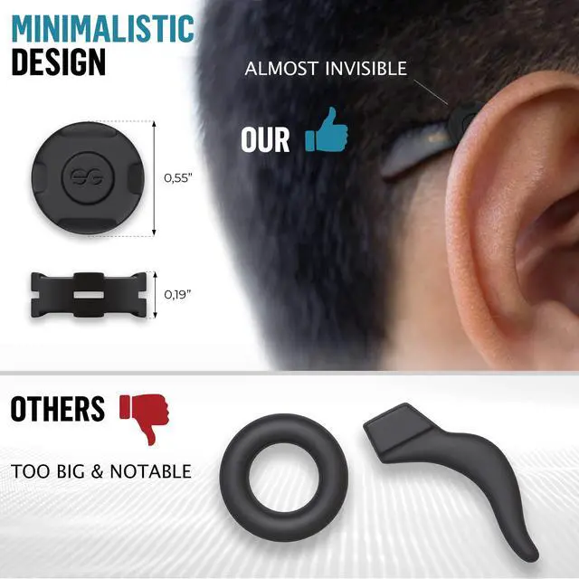 Alt view image 3 of 7 - Eyeglass Ear Grips - Silicone Glasses Ear Cushions - 6 Pairs (Black)