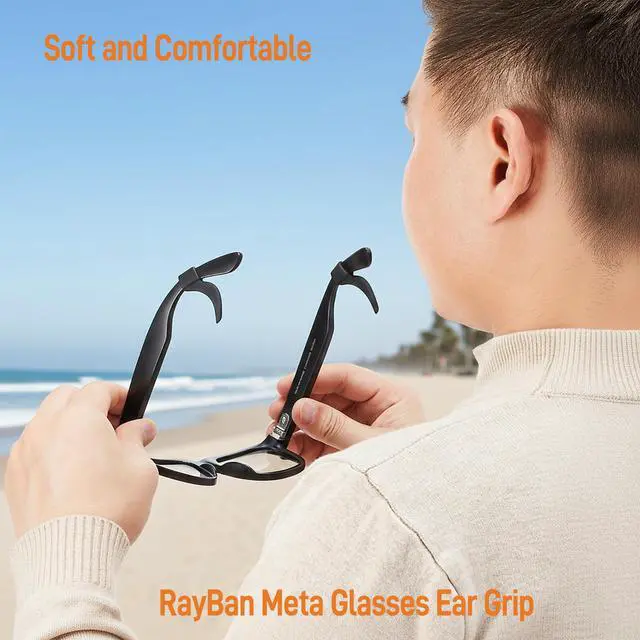Alt view image 2 of 7 - Glasses Grips for Rayban Meta & Thick Temples - Anti-Slip Silicone Eyeglass Grip, Eye Glasses Ear Grippers, Sleeve Retainer, Sunglass Cushions, Holders, Hooks, Accessories - 10 Pairs Black