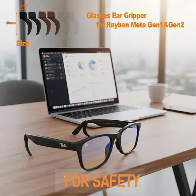 Alt view image 3 of 7 - Glasses Grips for Rayban Meta & Thick Temples - Anti-Slip Silicone Eyeglass Grip, Eye Glasses Ear Grippers, Sleeve Retainer, Sunglass Cushions, Holders, Hooks, Accessories - 10 Pairs Black