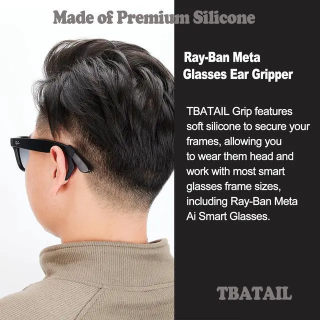 Alt view image 4 of 7 - Glasses Grips for Rayban Meta & Thick Temples - Anti-Slip Silicone Eyeglass Grip, Eye Glasses Ear Grippers, Sleeve Retainer, Sunglass Cushions, Holders, Hooks, Accessories - 10 Pairs Black