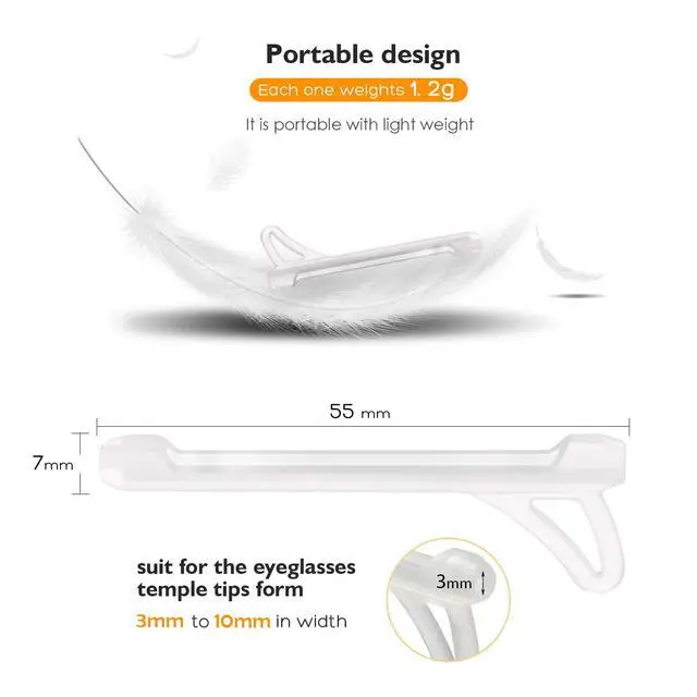 Alt view image 3 of 7 - Eyeglasses Ear Grips Sleeve-Upgrade anti-slip eyewear retainer-Sleeve with Hook design-Soft and comfort Glasses Ear hooks 6Pairs