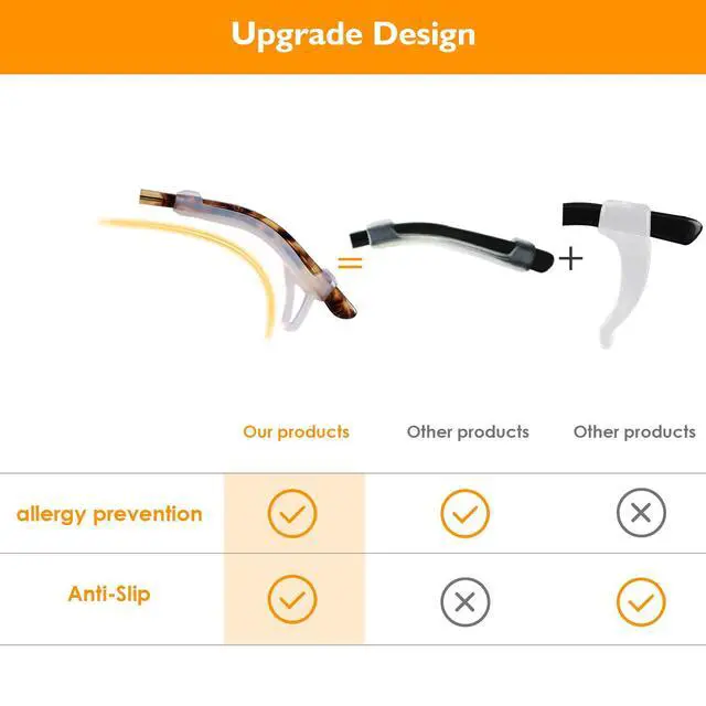 Alt view image 2 of 7 - Eyeglasses Ear Grips Sleeve-Upgrade anti-slip eyewear retainer-Sleeve with Hook design-Soft and comfort Glasses Ear hooks 6Pairs