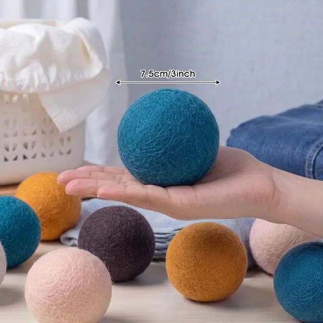 Alt view image 2 of 7 - 10 Pcs Wool Dryer Balls Bulk 3 Inch Laundry Reusable Colored Anti Static Wool Balls Natural No Lint Fabric Softener Dryer Sheets Replaces for Reducing Wrinkles Save Drying Time(Morandi)