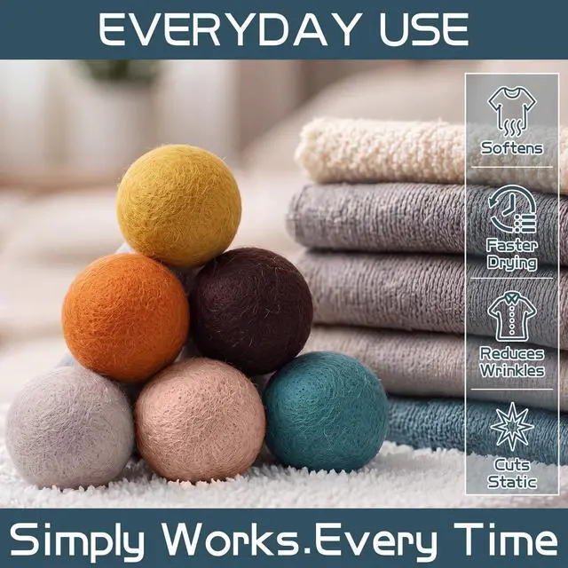 Alt view image 7 of 7 - 10 Pcs Wool Dryer Balls Bulk 3 Inch Laundry Reusable Colored Anti Static Wool Balls Natural No Lint Fabric Softener Dryer Sheets Replaces for Reducing Wrinkles Save Drying Time(Morandi)