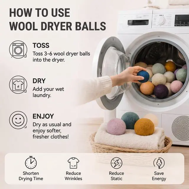 Alt view image 6 of 7 - 10 Pcs Wool Dryer Balls Bulk 3 Inch Laundry Reusable Colored Anti Static Wool Balls Natural No Lint Fabric Softener Dryer Sheets Replaces for Reducing Wrinkles Save Drying Time(Morandi)