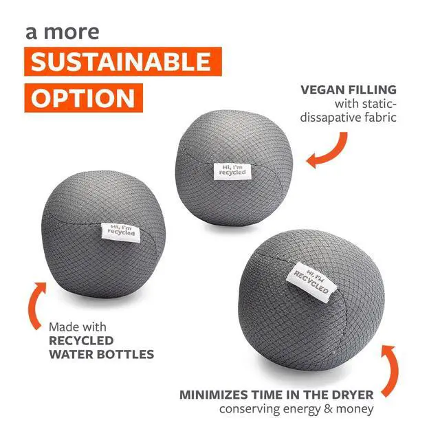 Alt view image 2 of 7 - Quiet Giant Anti-Static Dryer Balls, Removes Static, Vegan | A vegan, reusable alternative to dryer sheetsquieter and longer-lasting than wool.