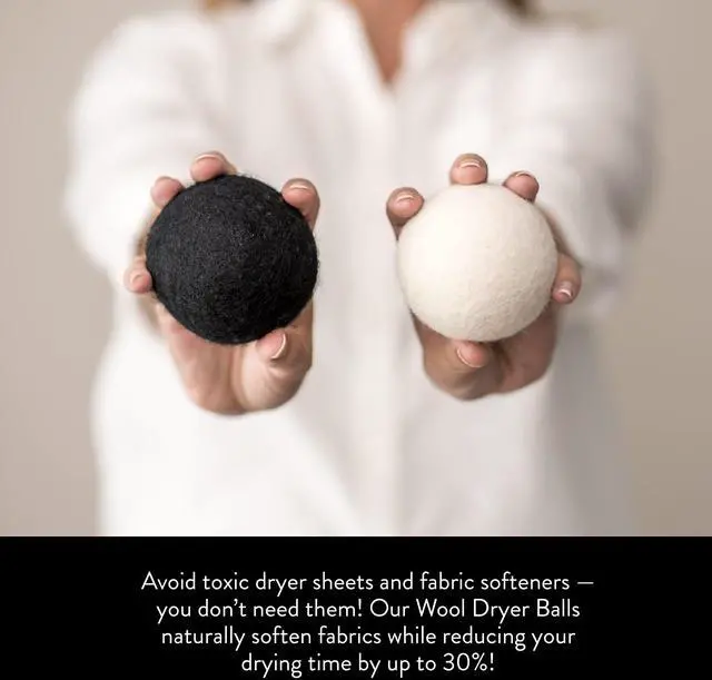Main image of Wool Dryer Balls | Natural Fabric Softener, Hypoallergenic, Reusable, Unscented, Reduce Drying Time | Large, Mixed Set of 6