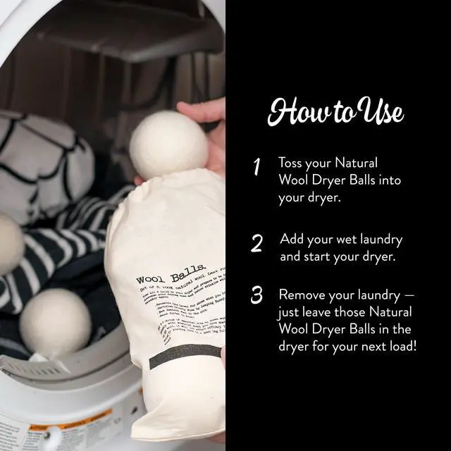 Alt view image 3 of 4 - Wool Dryer Balls | Natural Fabric Softener, Hypoallergenic, Reusable, Unscented, Reduce Drying Time | Large, Mixed Set of 6