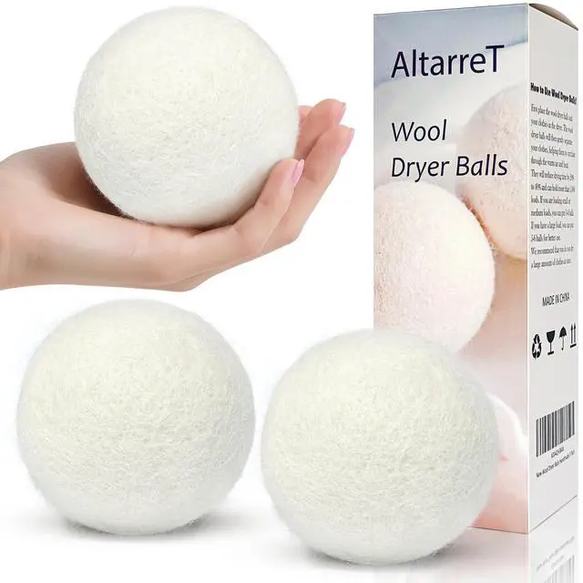 Main image of Wool Dryer Balls Handmade 3 Pack XL, Laundry Dryer Lint Balls, Reusable New Zealand Wool Natural Fabric Softener Essentials, Replace Dryer Sheets, Wrinkles Free, Shorten Drying Time