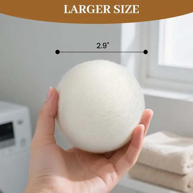 Alt view image 2 of 7 - Wool Dryer Balls Handmade 3 Pack XL, Laundry Dryer Lint Balls, Reusable New Zealand Wool Natural Fabric Softener Essentials, Replace Dryer Sheets, Wrinkles Free, Shorten Drying Time