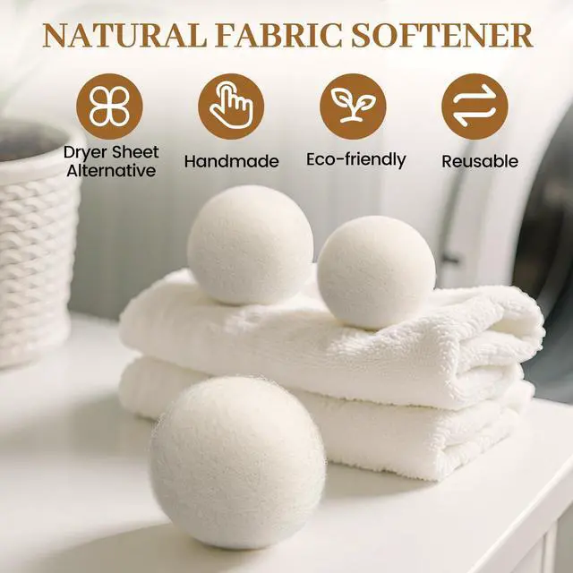 Alt view image 3 of 7 - Wool Dryer Balls Handmade 3 Pack XL, Laundry Dryer Lint Balls, Reusable New Zealand Wool Natural Fabric Softener Essentials, Replace Dryer Sheets, Wrinkles Free, Shorten Drying Time