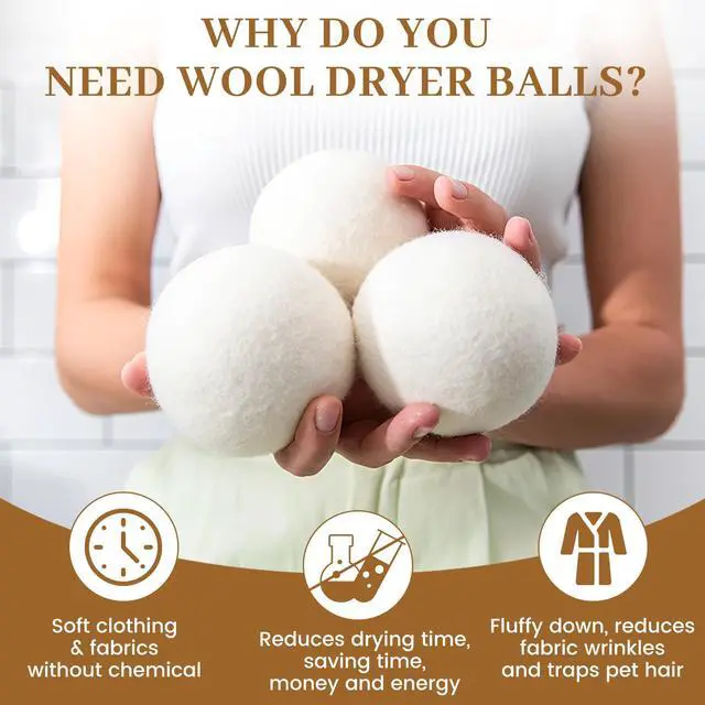 Alt view image 5 of 7 - Wool Dryer Balls Handmade 3 Pack XL, Laundry Dryer Lint Balls, Reusable New Zealand Wool Natural Fabric Softener Essentials, Replace Dryer Sheets, Wrinkles Free, Shorten Drying Time