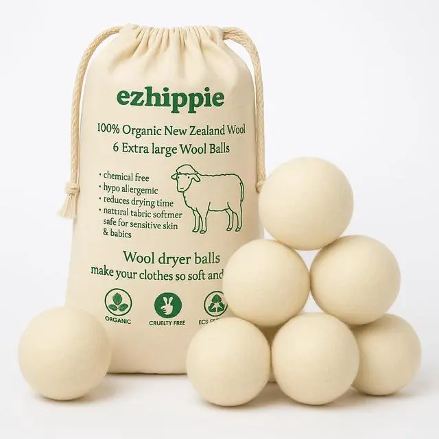 Main image of Quality Wool Dryer Balls - 6 XL Pack - 1000+ Loads - Pure Organic Wool - Reusable Natural Fabric Softener Perfect with Essential Oils, Reduce Clothing Static and Wrinkles