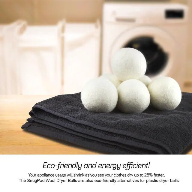 Alt view image 3 of 5 - Wool Dryer Balls XL Size 6 Pack, Natural Fabric Softener 100% Organic Premium New Zealand Wool, Chemical Free and Reduces Wrinkles, 1000+ Loads, Baby Safe, Saving Energy & Time, White 6 Count
