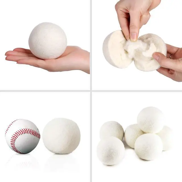 Alt view image 4 of 5 - Wool Dryer Balls XL Size 6 Pack, Natural Fabric Softener 100% Organic Premium New Zealand Wool, Chemical Free and Reduces Wrinkles, 1000+ Loads, Baby Safe, Saving Energy & Time, White 6 Count