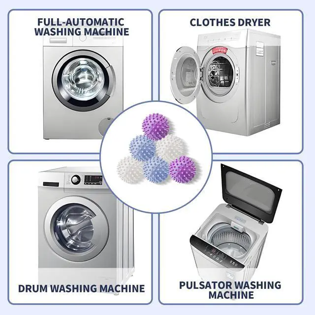 Alt view image 4 of 7 - 6Pcs Small Dryer Balls, 2.36 Inch Reusable Laundry Balls for Washer & Dryer, Fabric Softener Alternative, Anti-Wrinkle & Pet Hair Remover Laundry Essentials
