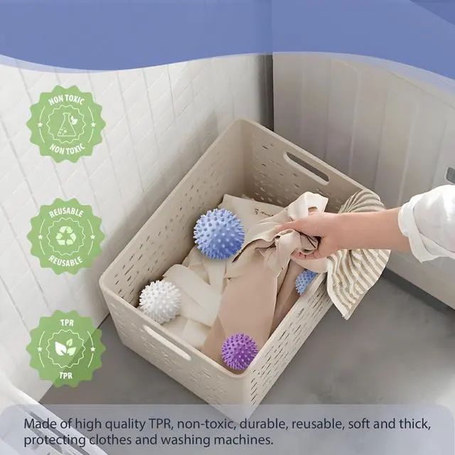 Alt view image 3 of 7 - 6Pcs Small Dryer Balls, 2.36 Inch Reusable Laundry Balls for Washer & Dryer, Fabric Softener Alternative, Anti-Wrinkle & Pet Hair Remover Laundry Essentials