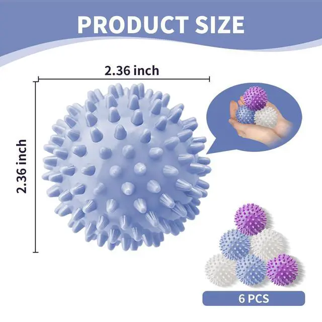 Alt view image 2 of 7 - 6Pcs Small Dryer Balls, 2.36 Inch Reusable Laundry Balls for Washer & Dryer, Fabric Softener Alternative, Anti-Wrinkle & Pet Hair Remover Laundry Essentials