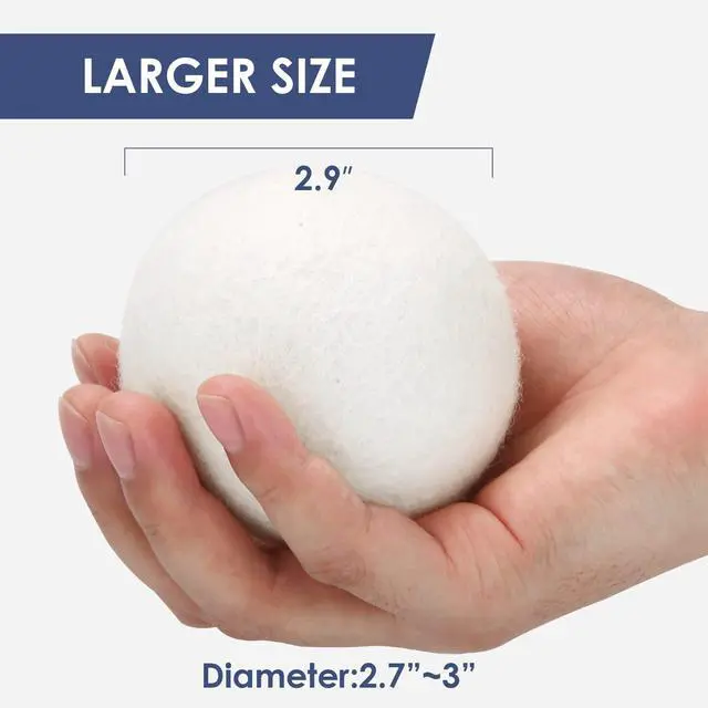 Alt view image 3 of 7 - Wool Dryer Balls Handmade 3 Pack XL,Laundry Dryer Balls,100% New Zealand Wool Natural Fabric Softener,Reusable 1000 Loads,Wrinkles Free, Shorten Drying Time,Baby Safe (3 Pack,White) | Handmade