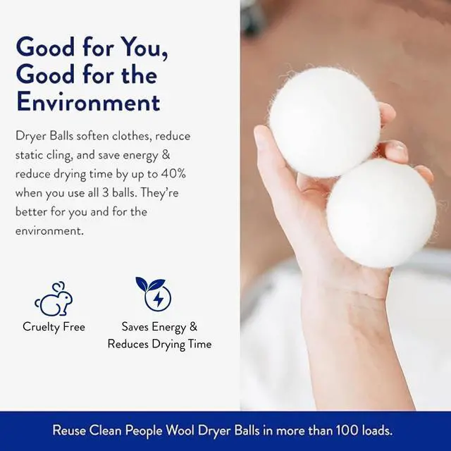 Alt view image 2 of 5 - 100% New Zealand Wool Dryer Balls - 3 Pack - for Laundry, Fabric Softening, Anti Static, No Lint, Odorless and Reusable
