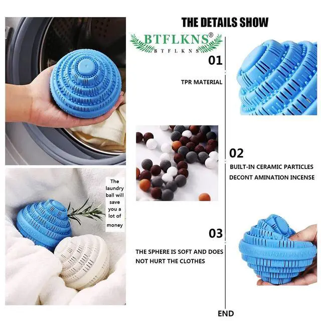 Alt view image 2 of 6 - Laundry Balls Set, Eco-Friendly Laundry Balls, 2Pack, Blue | Premium Washing Ball, Super Soft Shell Doesn't Hurt Clothes, Advanced Ceramic Balls, 2000 Washing Cycle