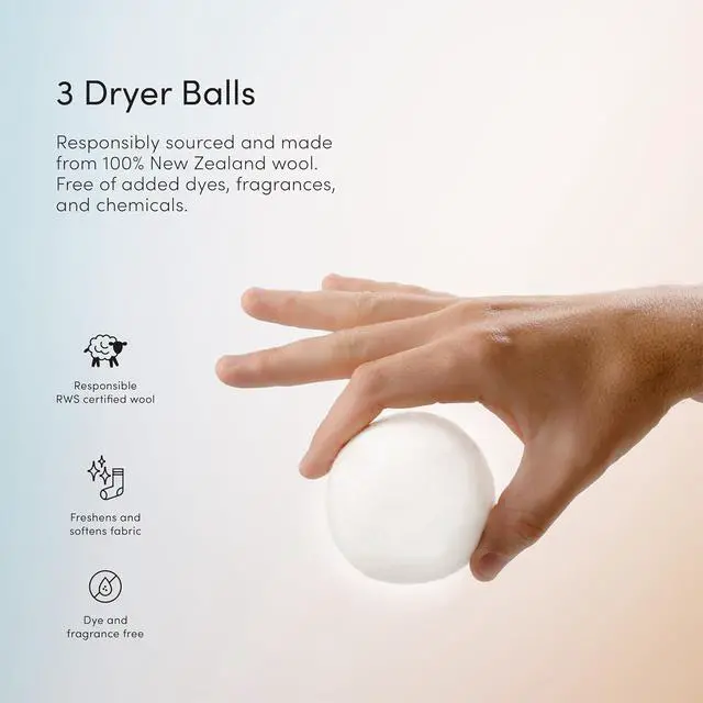 Alt view image 3 of 7 - | 100% New Zealand Wool Dryer Balls | 3 Pack | Shortens drying time, reduces static and wrinkles, replaces dryer sheets and softener