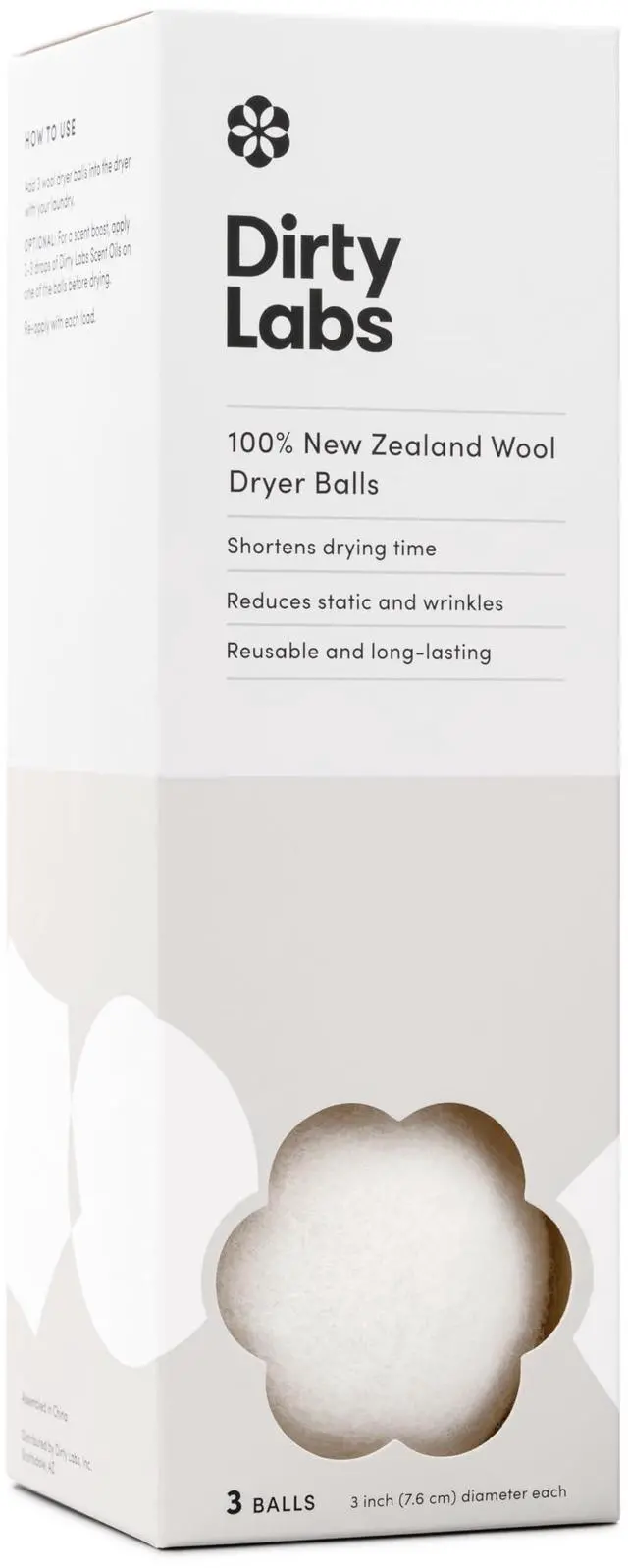 Main image of | 100% New Zealand Wool Dryer Balls | 3 Pack | Shortens drying time, reduces static and wrinkles, replaces dryer sheets and softener