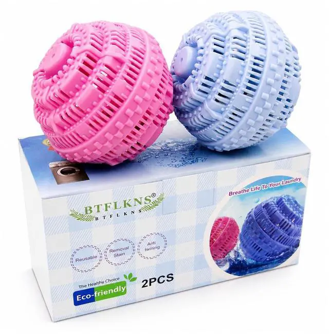 Main image of Laundry Balls Set, Eco-Friendly Super Washing Machine Laundry Ball, All Natural Washer Ball Laundry Detergent Alternative, Household Can Be Reused 2000 Washings(2pcs Balls, Pink,Blue)