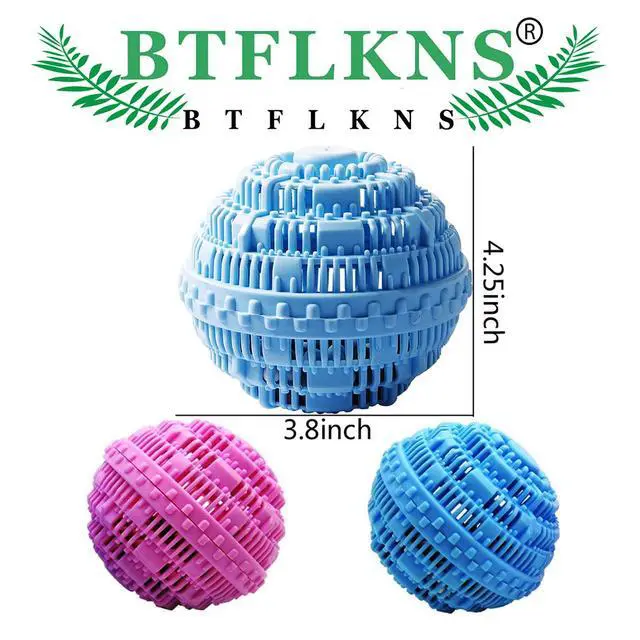 Alt view image 2 of 7 - Laundry Balls Set, Eco-Friendly Super Washing Machine Laundry Ball, All Natural Washer Ball Laundry Detergent Alternative, Household Can Be Reused 2000 Washings(2pcs Balls, Pink,Blue)