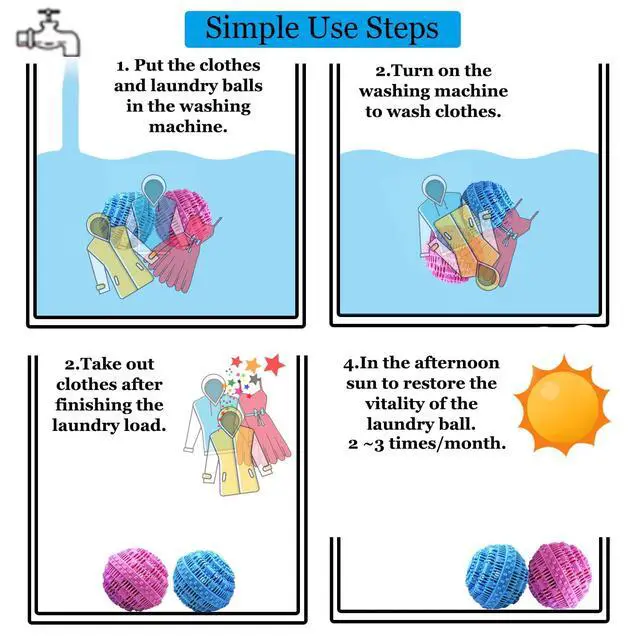 Alt view image 5 of 7 - Laundry Balls Set, Eco-Friendly Super Washing Machine Laundry Ball, All Natural Washer Ball Laundry Detergent Alternative, Household Can Be Reused 2000 Washings(2pcs Balls, Pink,Blue)