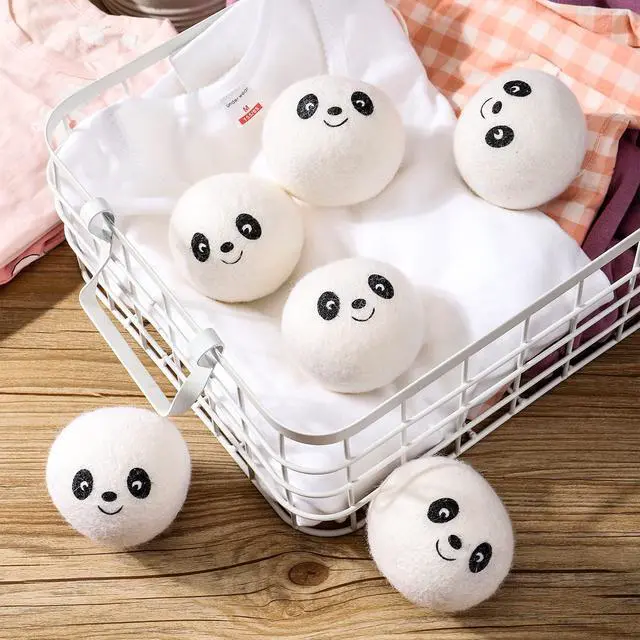 Alt view image 4 of 7 - Wool Dryer Balls - Natural Fabric Softener, Reusable, Reduces Clothing Wrinkles and Saves Drying Time. Handmade Fair Trade No Lint Fabric Softener White (Pack of 6)
