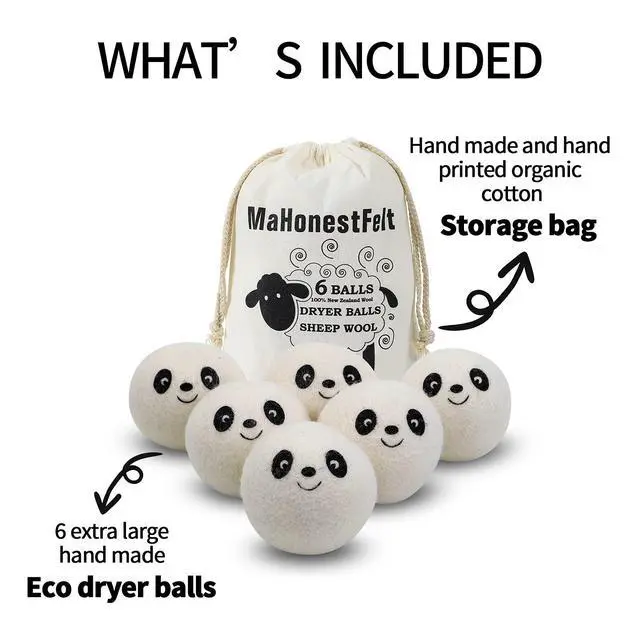 Alt view image 5 of 7 - Wool Dryer Balls - Natural Fabric Softener, Reusable, Reduces Clothing Wrinkles and Saves Drying Time. Handmade Fair Trade No Lint Fabric Softener White (Pack of 6)