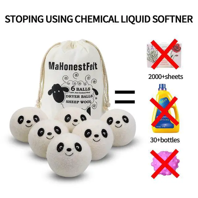 Alt view image 6 of 7 - Wool Dryer Balls - Natural Fabric Softener, Reusable, Reduces Clothing Wrinkles and Saves Drying Time. Handmade Fair Trade No Lint Fabric Softener White (Pack of 6)