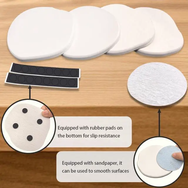 Alt view image 5 of 7 - Diatomaceous Earth Coaster Set of 4, Unique Absorbent Stone Coaster, Irregular Shape Round Coasters, Modern Diatomaceous Earth Design Instant Dry Stone for Drinks, Table Desk at Work(White)