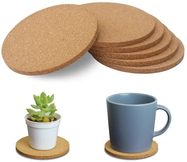 Main image of 6Pcs Cork Coasters, 3.9 inch Coasters, Coasters Set for Drinks | Light coasters for coffee cups and small flower pots
