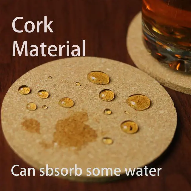 Alt view image 2 of 6 - 6Pcs Cork Coasters, 3.9 inch Coasters, Coasters Set for Drinks | Light coasters for coffee cups and small flower pots