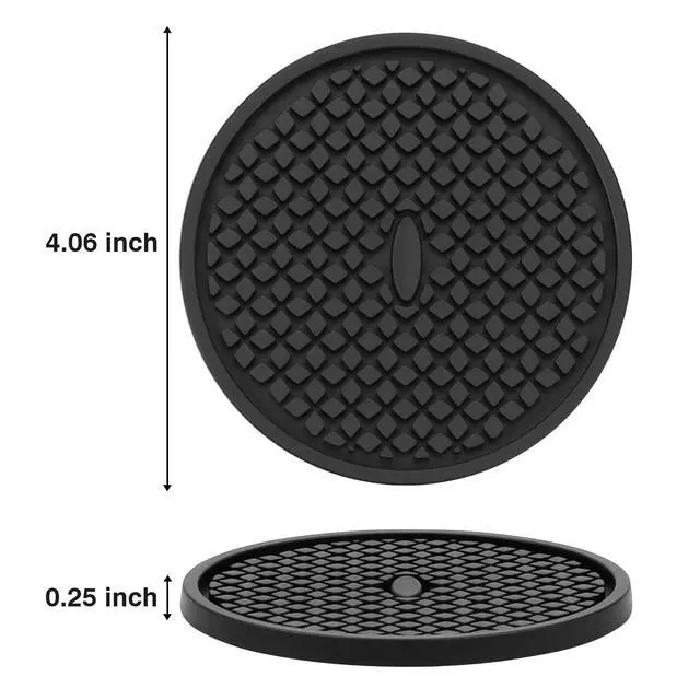 Alt view image 2 of 6 - 3 Pack Silicone Coasters for Drinks, Thickened Black Coaster with Deep Tray Grooved Design Cup Mat, Washable Heat Resistant Durable Non-Slip Coasters for Coffee Table Wooden Desk Kitchen Bar