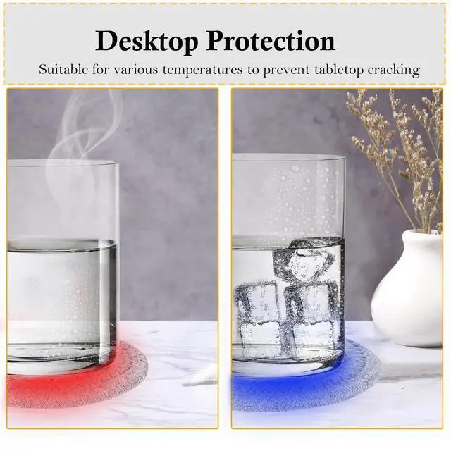 Alt view image 5 of 7 - Woven Coasters Set of 8, Absorbent Drink Coasters with Holder, Boho Cotton Coffee Cup Coaster for Table, Desk, Coffee Bar, Housewarming Gift (8 Colors,4.17 Inch)