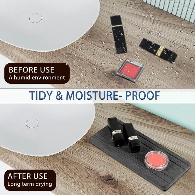 Alt view image 3 of 7 - 3PCS Water Absorbing Stone Tray, DryingNeat Diatomite Stone Sink Tray, Instant Dry Sink Coasters, Kitchen Sponge Hand Soap Holder, Countertop Fast Drying Counter Trays,8 * 4inch and 4 * 4inch