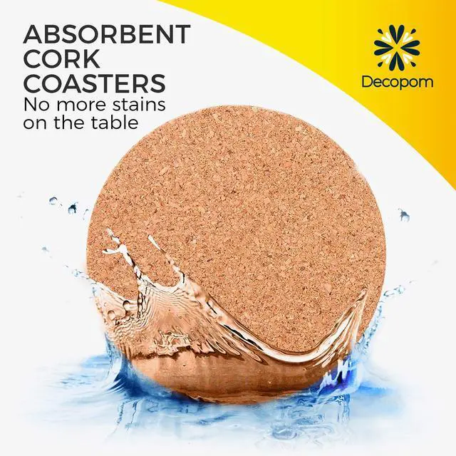 Alt view image 4 of 7 - Cork Coasters for Drinks with Metal Holder - 16 Pcs Round 4 inch Drink Coaster Thick Absorbent Heat-Resistant Saucer