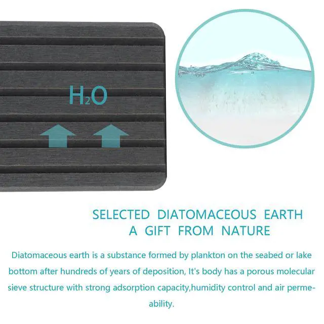 Alt view image 3 of 7 - 2 PCS Water Absorbent diatomite Coasters, 8.3" x 4" Water Absorbing Stone Tray for Sink, Stone Drying mat for Kitchen Counter, Stone soap Tray