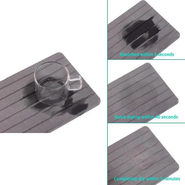 Alt view image 5 of 7 - 2 PCS Water Absorbent diatomite Coasters, 8.3" x 4" Water Absorbing Stone Tray for Sink, Stone Drying mat for Kitchen Counter, Stone soap Tray